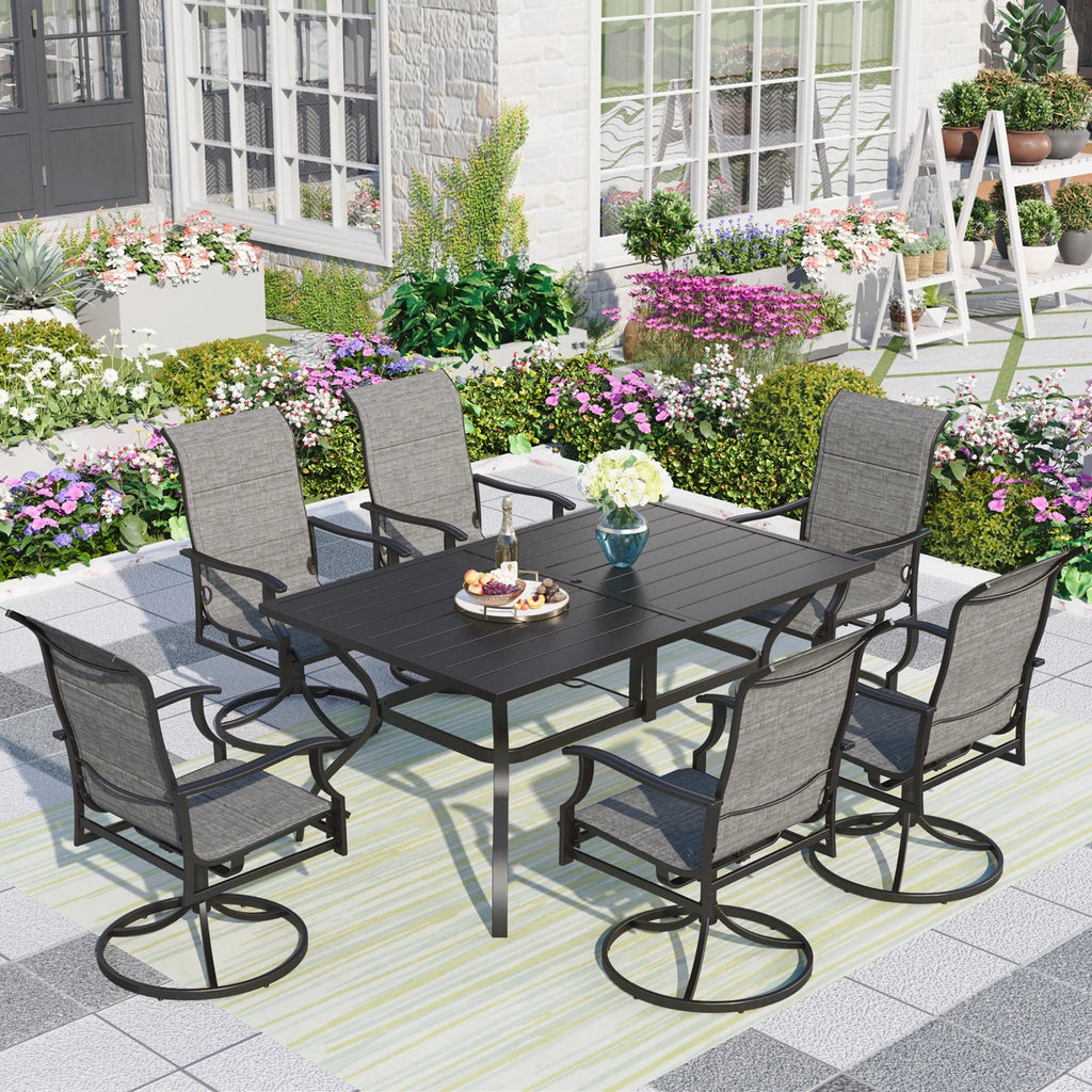 7-Piece Outdoor Patio Dining Set with Swivel Chairs & Table G6432