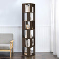 Black Walnut 6 Tier Rotating Wooden Bookcase E3346