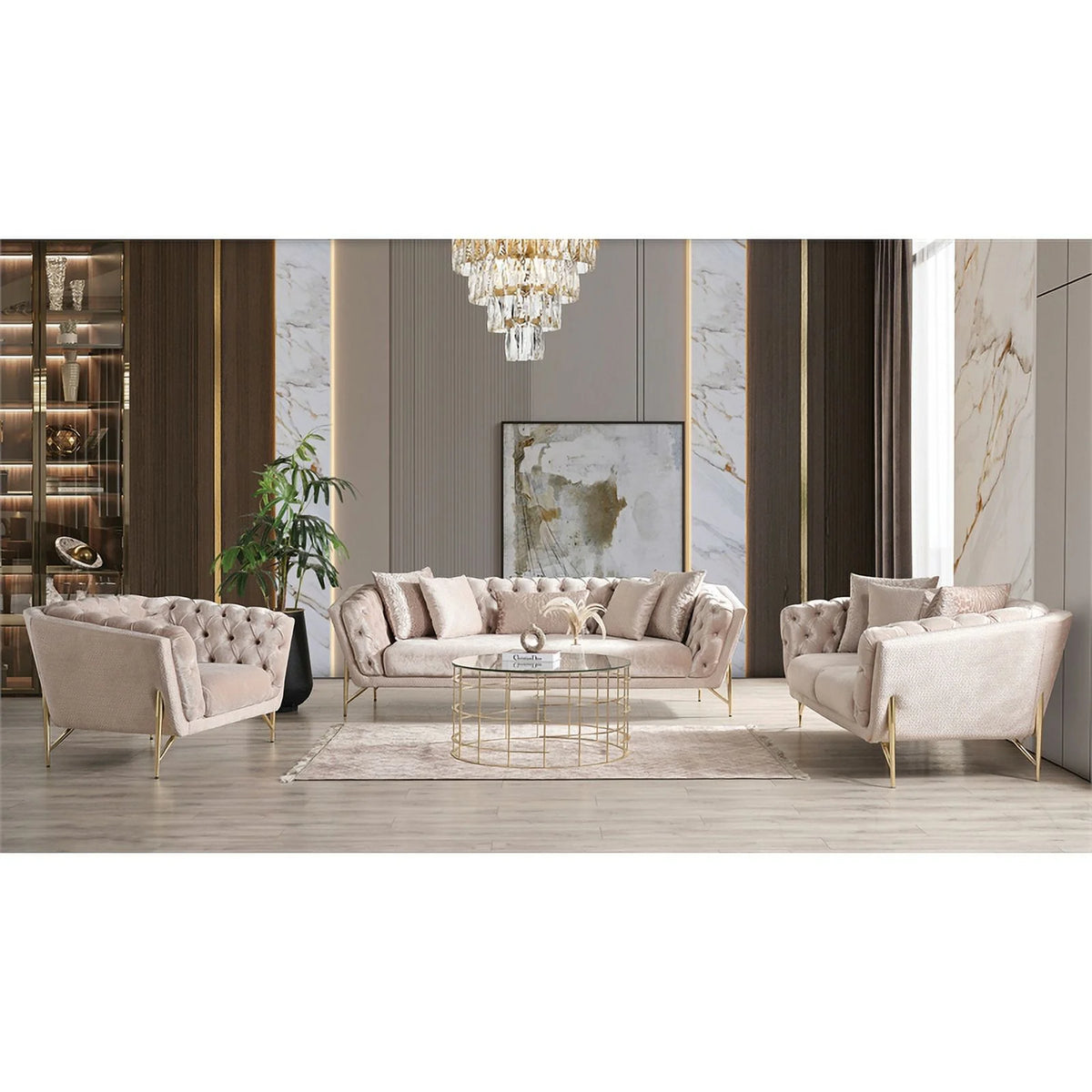 3 Pc Wood Living Room Set M152087