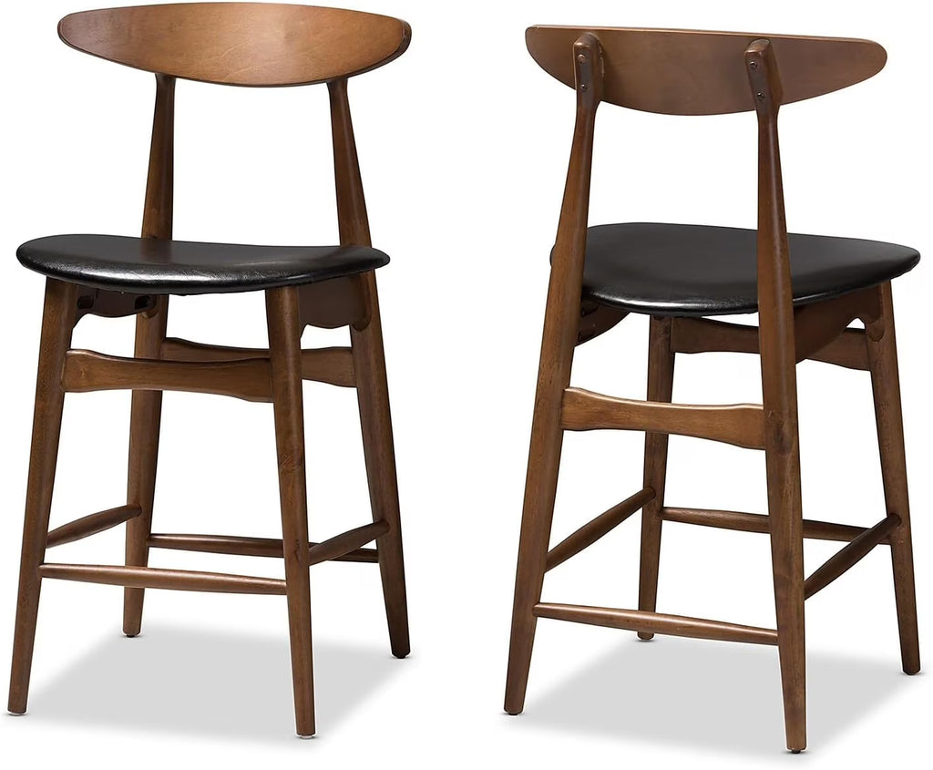 Black Faux Leather Counter Stool Set Qty 2 E393942