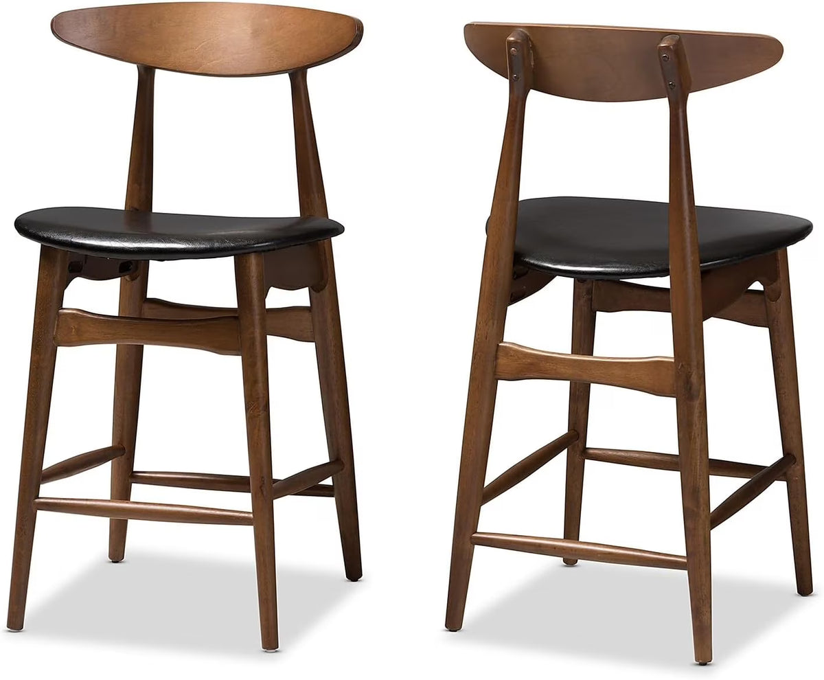 Black Faux Leather Counter Stool Set Qty 2 E393942