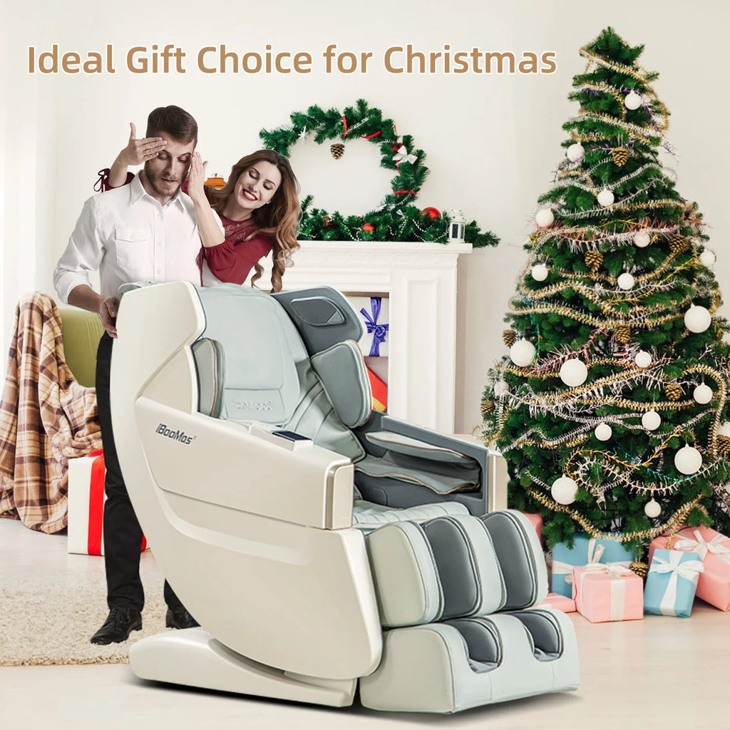 4D Full Body Zero Gravity Shiatsu Recliner with Heating White B241108