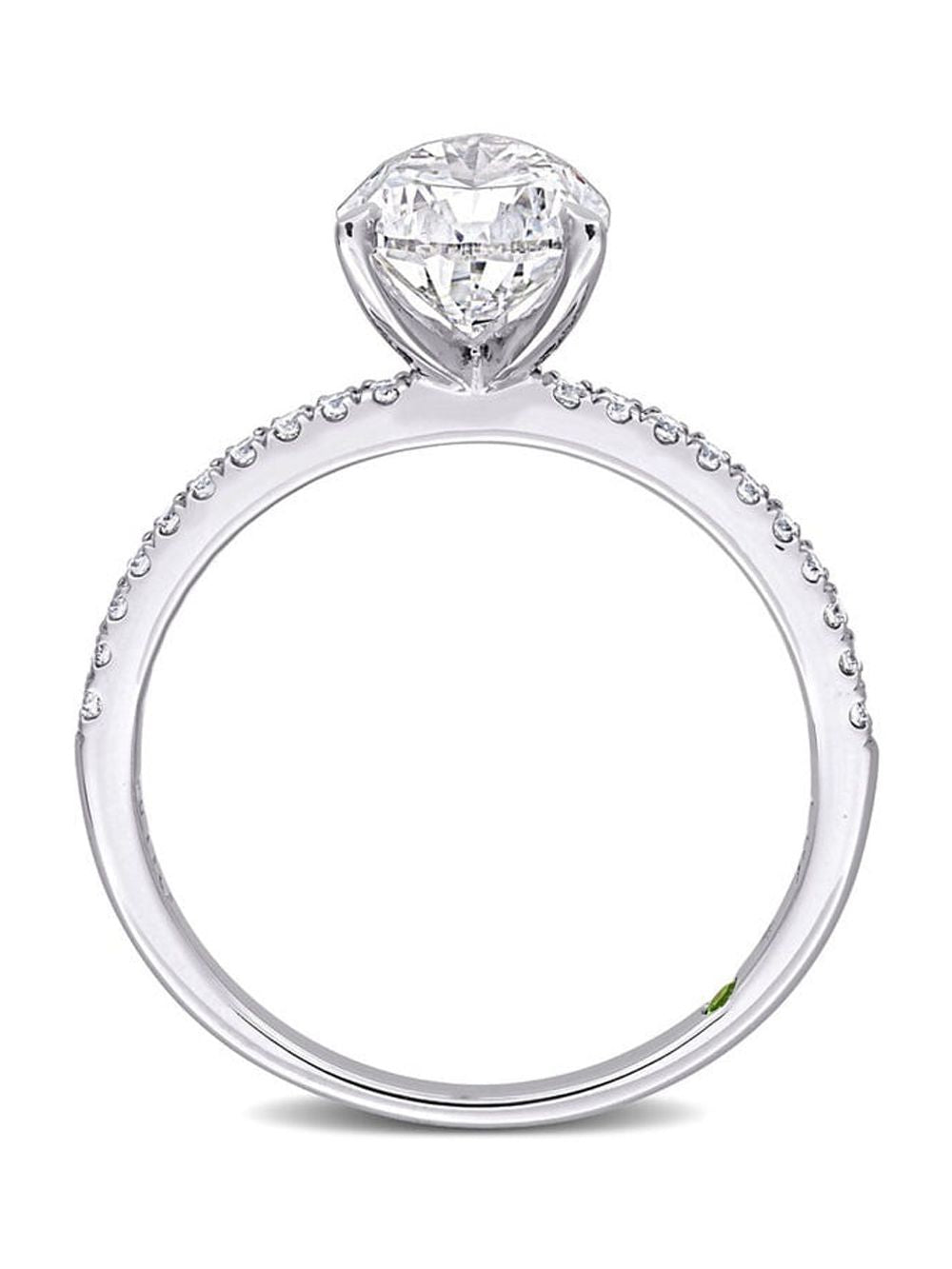 14k White Gold Pear-Cut Lab-Grown Diamond Engagement Ring Q7459