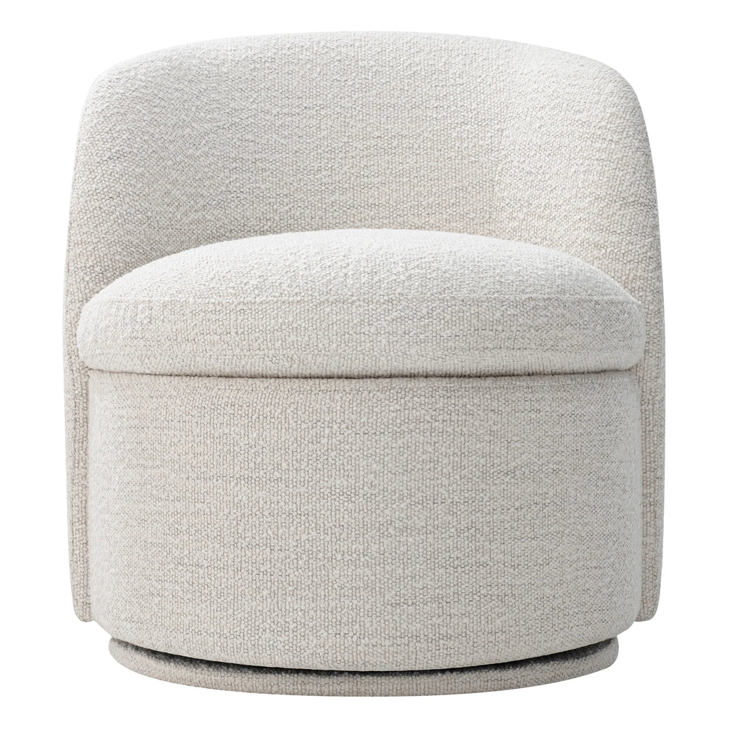 White Boucle Swivel Accent Chair T6347