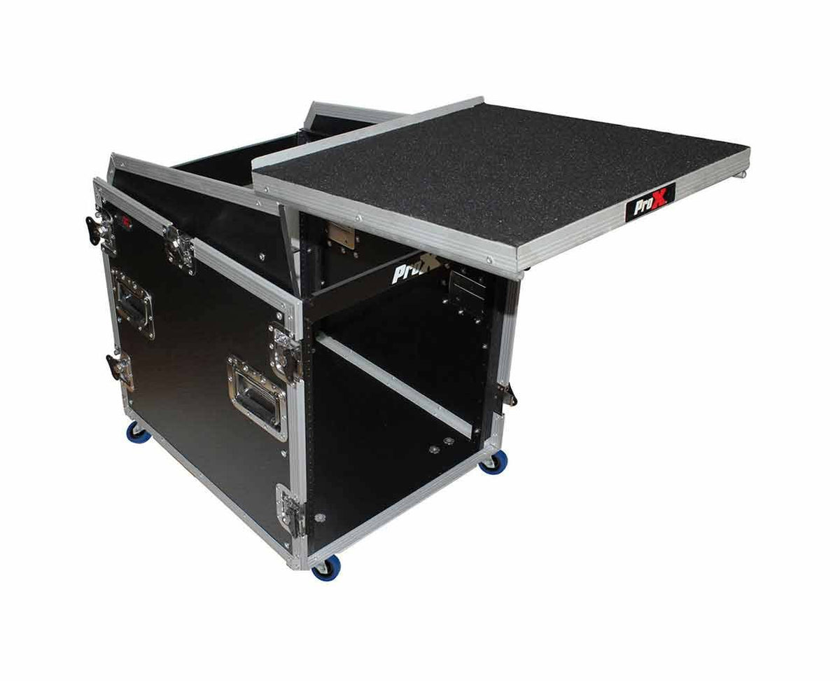 12U Rack Front Load 13U Top Mixer DJ Combo Flight Case with Laptop Shelf and Casters H99278