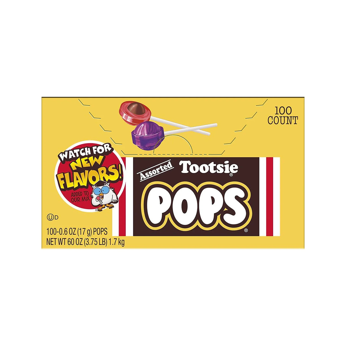 Assorted Flavors Tootsie Pops, 0.6 oz, 100/Box T274