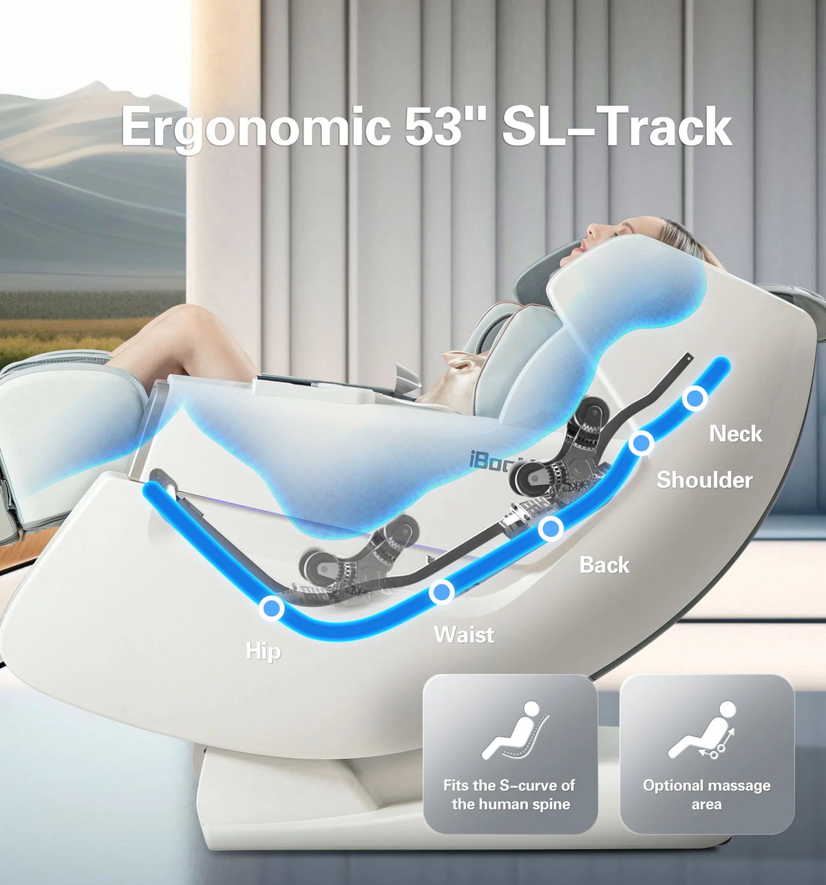 4D Full Body Zero Gravity Shiatsu Recliner with Heating White B241108