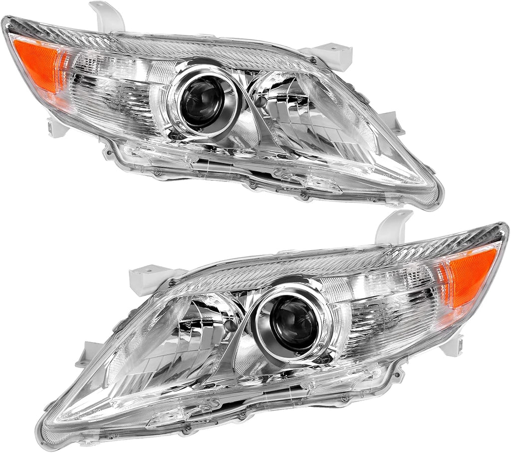 Headlight Assembly for 2010-2011 Camry Hybrid Chrome Housing Amber Reflector Projector Headlights N65201