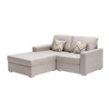 Beige Linen Reversible Chaise Sectional Loveseat 2 Piece B584176