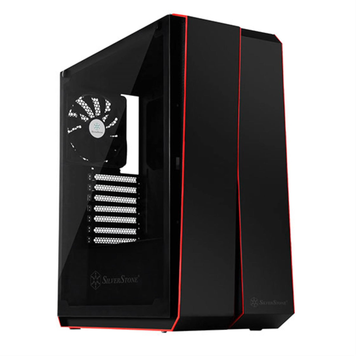 Black Computer Case with Tempered-Glass Side Panel J116