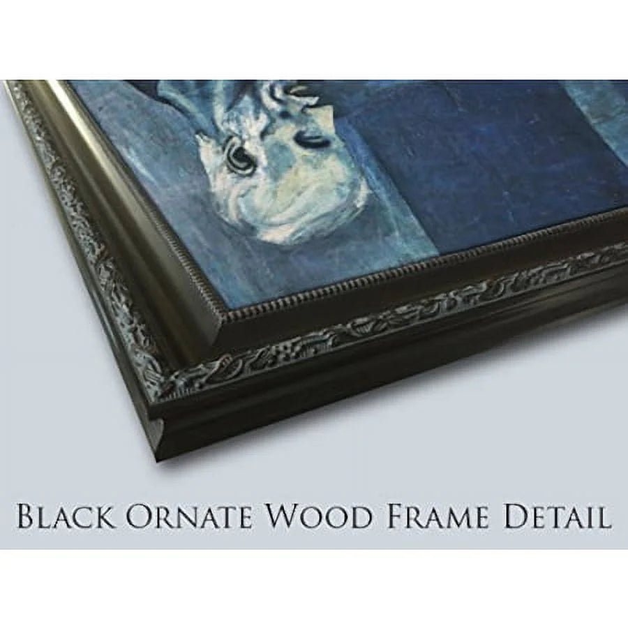 24x19 Black Ornate Wood Framed Double Matting Art Print P175