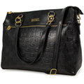 Black Vegan Leather Travel Tote Duffle Bag U727