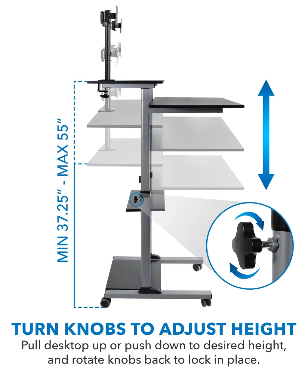 Height Adjustable Standing Desk with Dual Monitor Mount R162