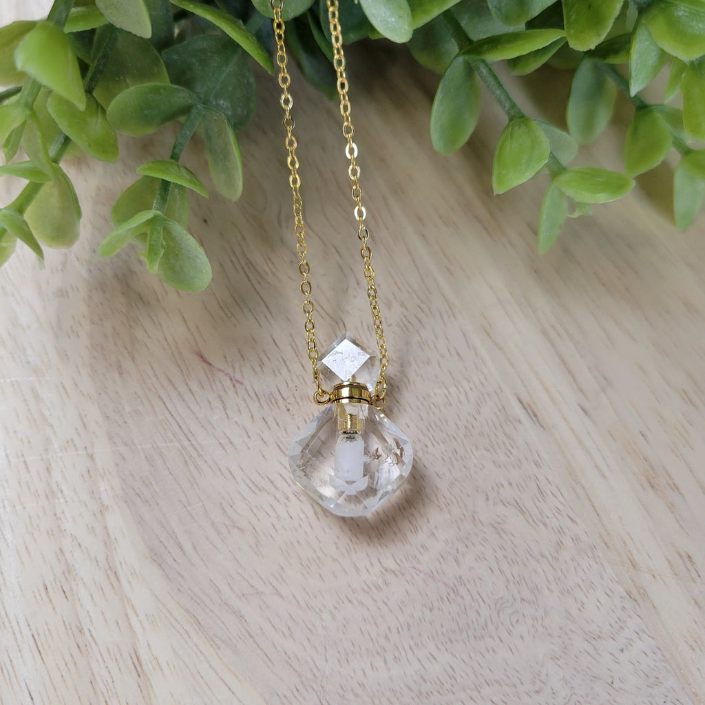 Gemstone Mini Perfume Bottle Necklace J9378