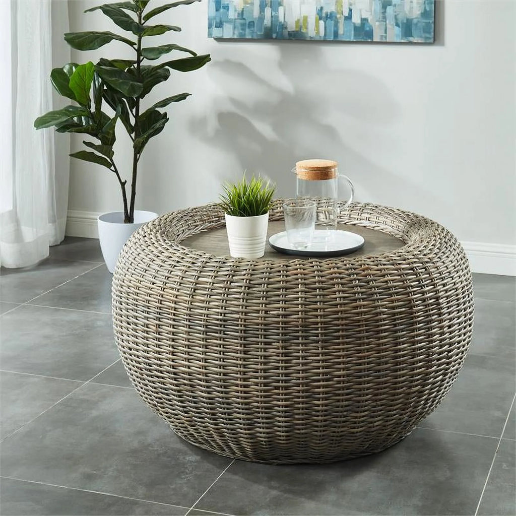 Brown Rattan Coffee Table Q22958