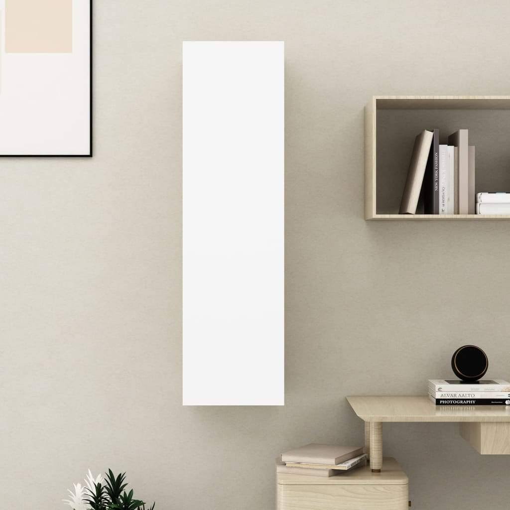 White and Sonoma Oak TV Cabinet Chipboard Z90073