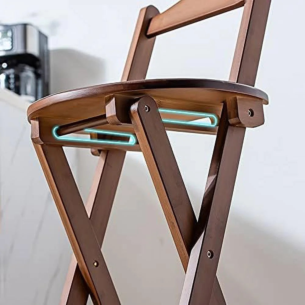 24 inch Rustic Folding Wood Barstools with Backrest R7766