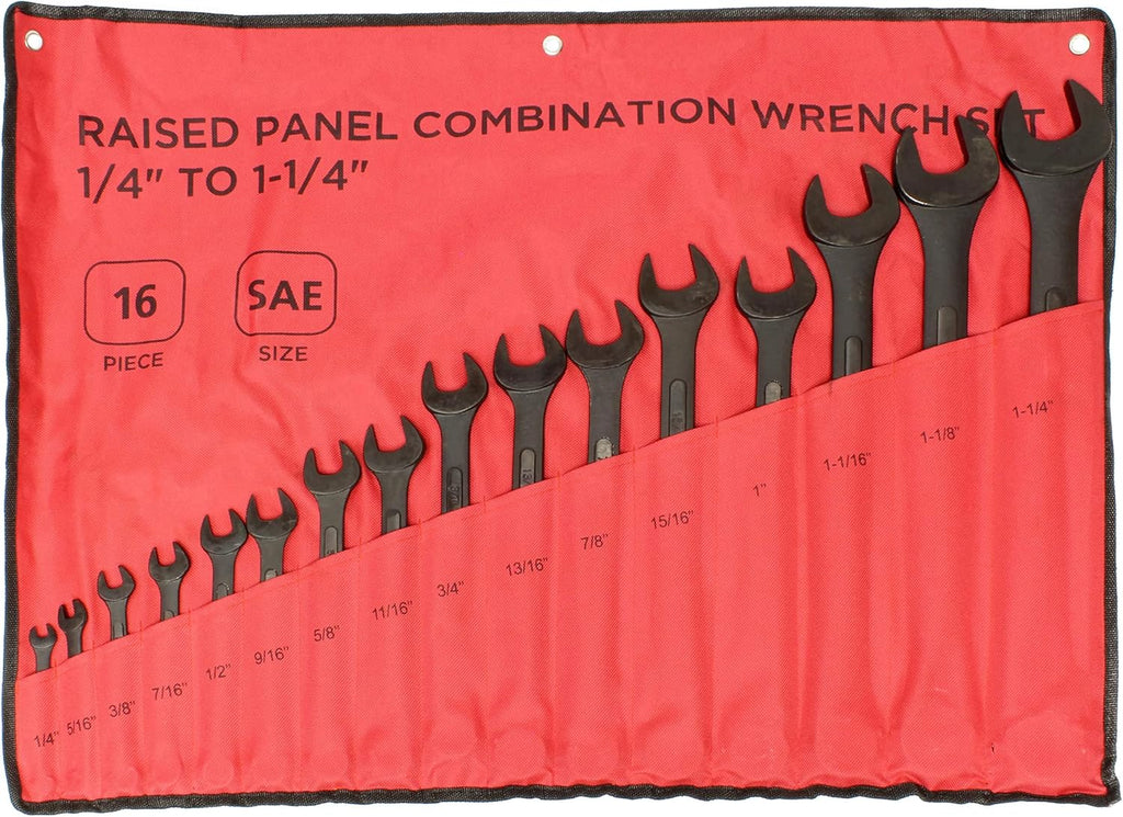 16 Pc SAE Combination Wrench Set with Roll Up Pouch Y535