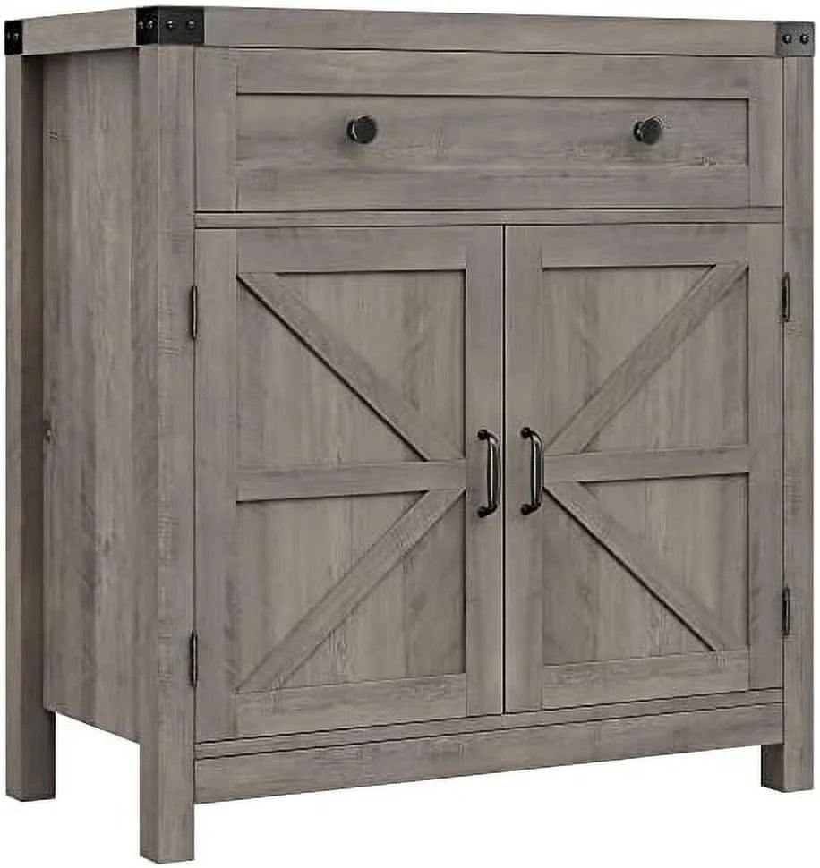 Rustic Brown Barn Door Buffet Sideboard with Drawer Q137263