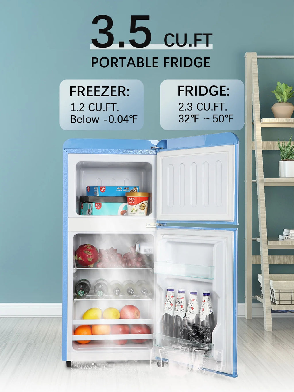 3.5 Cu.ft Black Mini Fridge with Freezer Q132