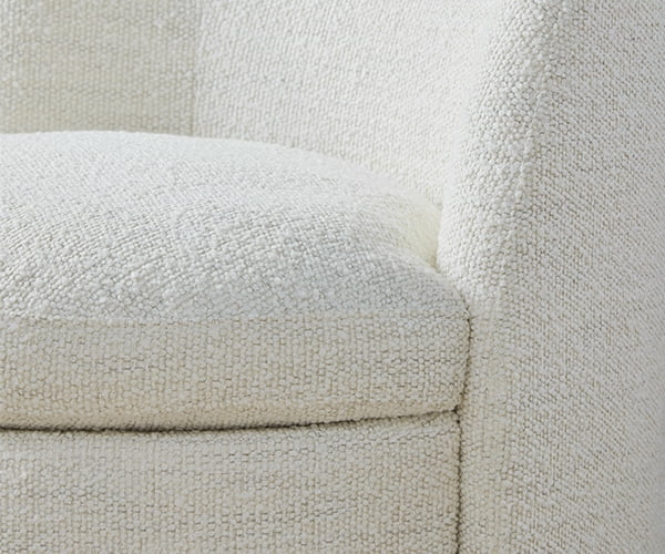 White Boucle Swivel Accent Chair T6347